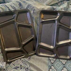 Vintage metal cafeteria tray lot of 2